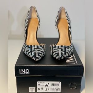 Gorgeous rhinestone black, white and gold heels